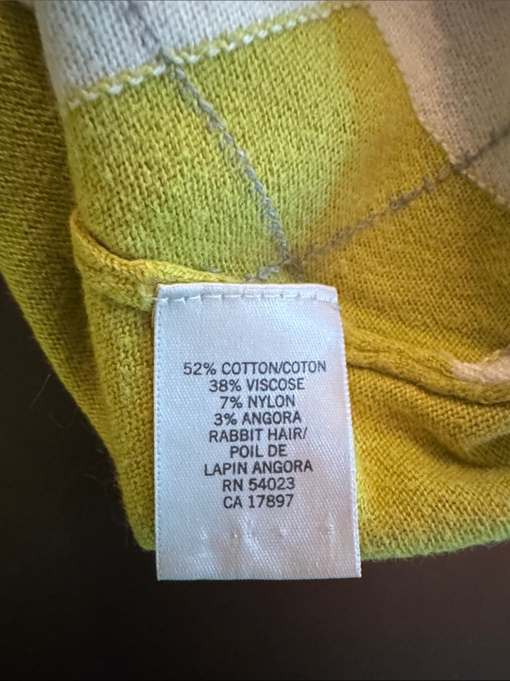 Banana Republic Lime Green, White & Gray Argyle Crewneck - Picture 4 of 5